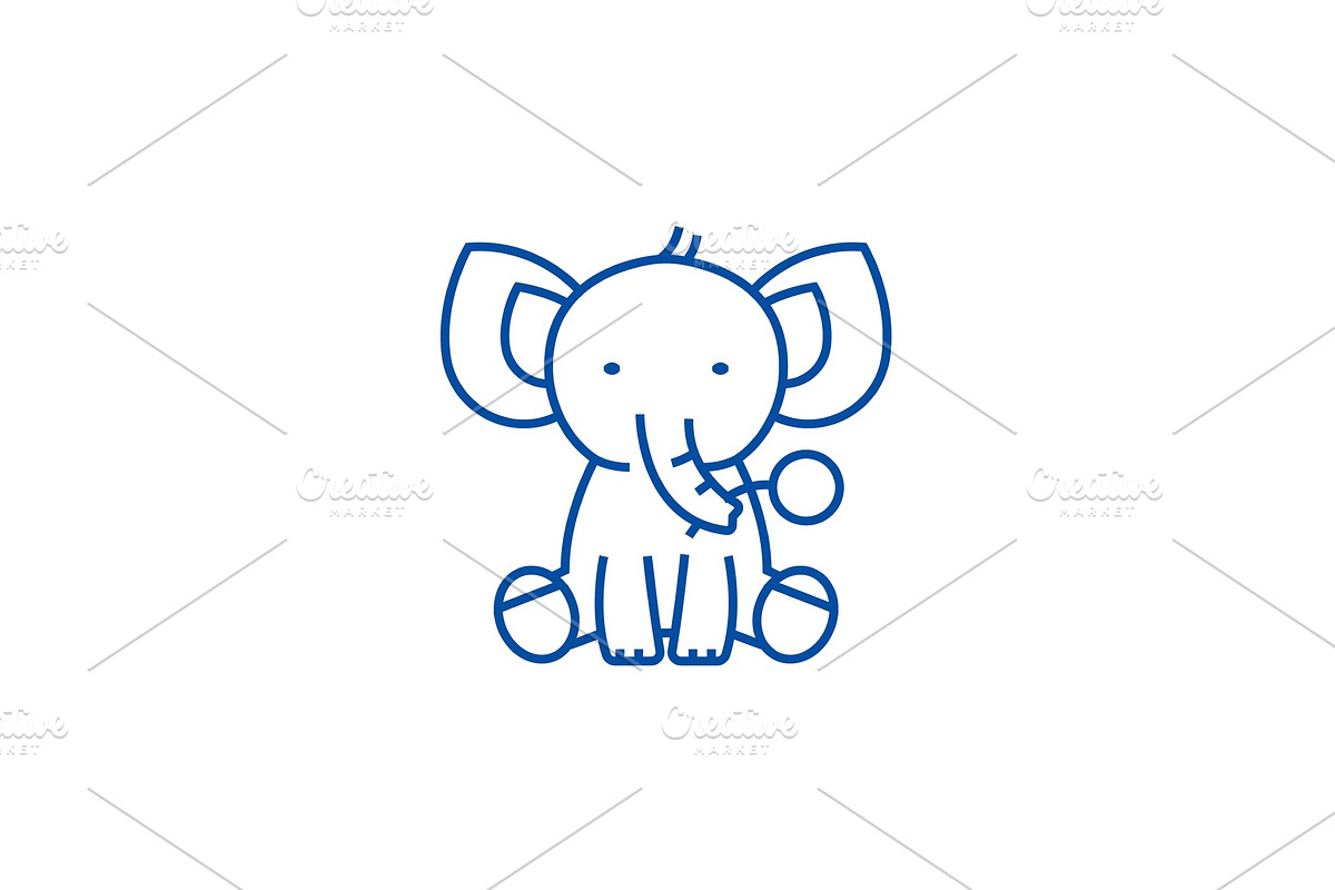 Cute elephant line icon concept in Illustrations - product preview 8