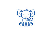 Cute elephant line icon concept