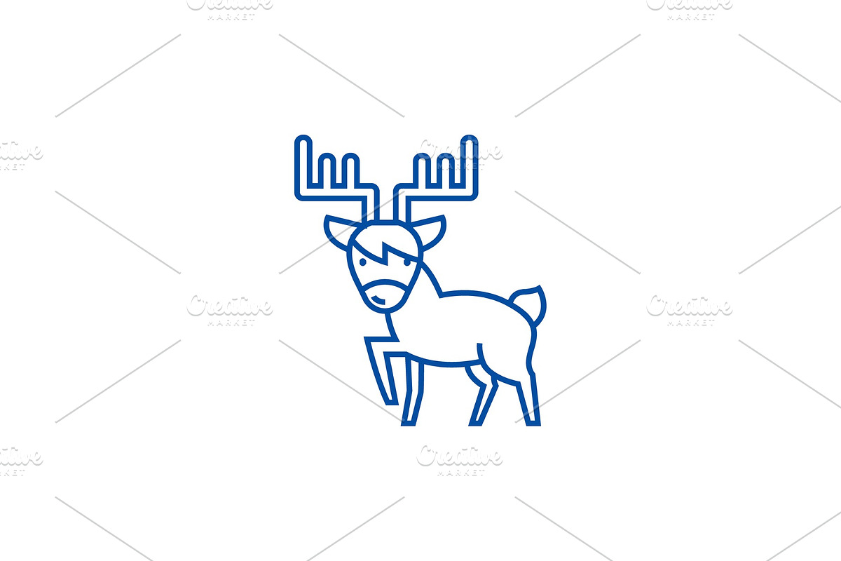 Cute elk line icon concept. Cute elk in Illustrations - product preview 8