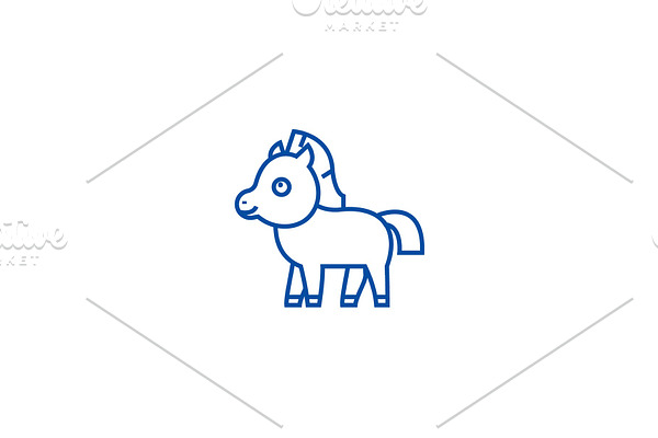 Cute foal horse line icon concept