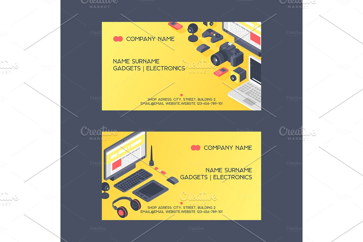 Gadget pattern vector business card in Objects - product preview 8