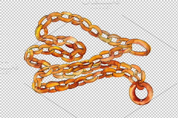 Chains, leather belts Watercolor png in Illustrations - product preview 2