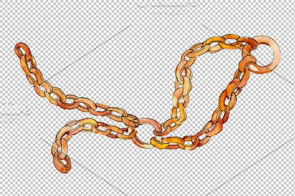 Chains, leather belts Watercolor png in Illustrations - product preview 3