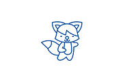 Cute fox line icon concept. Cute fox