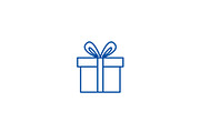 Cute gift box line icon concept
