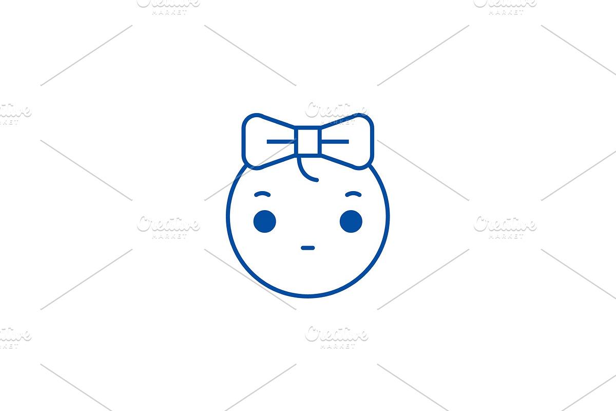 Cute girly emoji line icon concept in Illustrations - product preview 8
