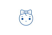Cute girly emoji line icon concept