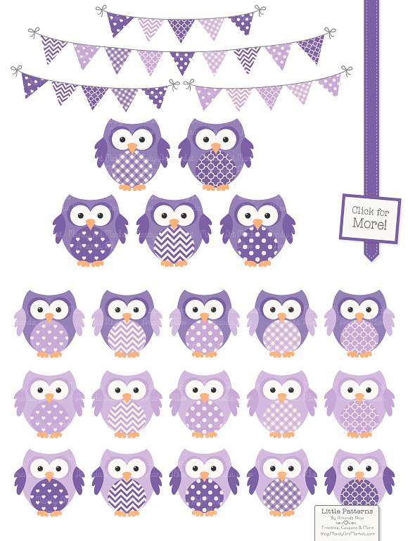 Purple Owl Clip Art Vectors & Papers in Illustrations - product preview 1