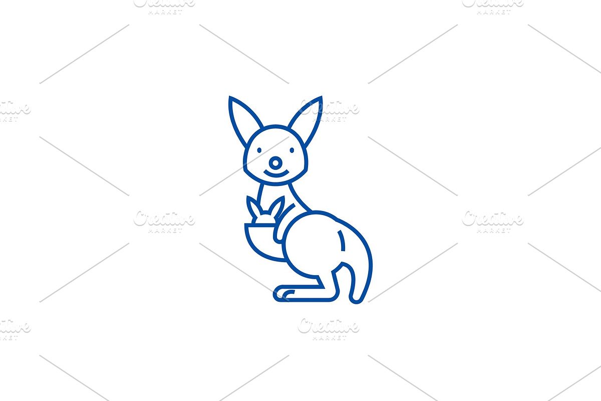 Cute kangaroo line icon concept in Illustrations - product preview 8