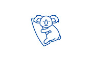 Cute koala line icon concept. Cute