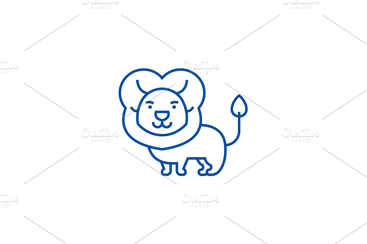 Cute lion line icon concept. Cute in Illustrations - product preview 8
