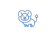 Cute lion line icon concept. Cute