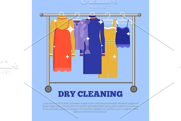 Dry Cleaning Clothing Poster Vector