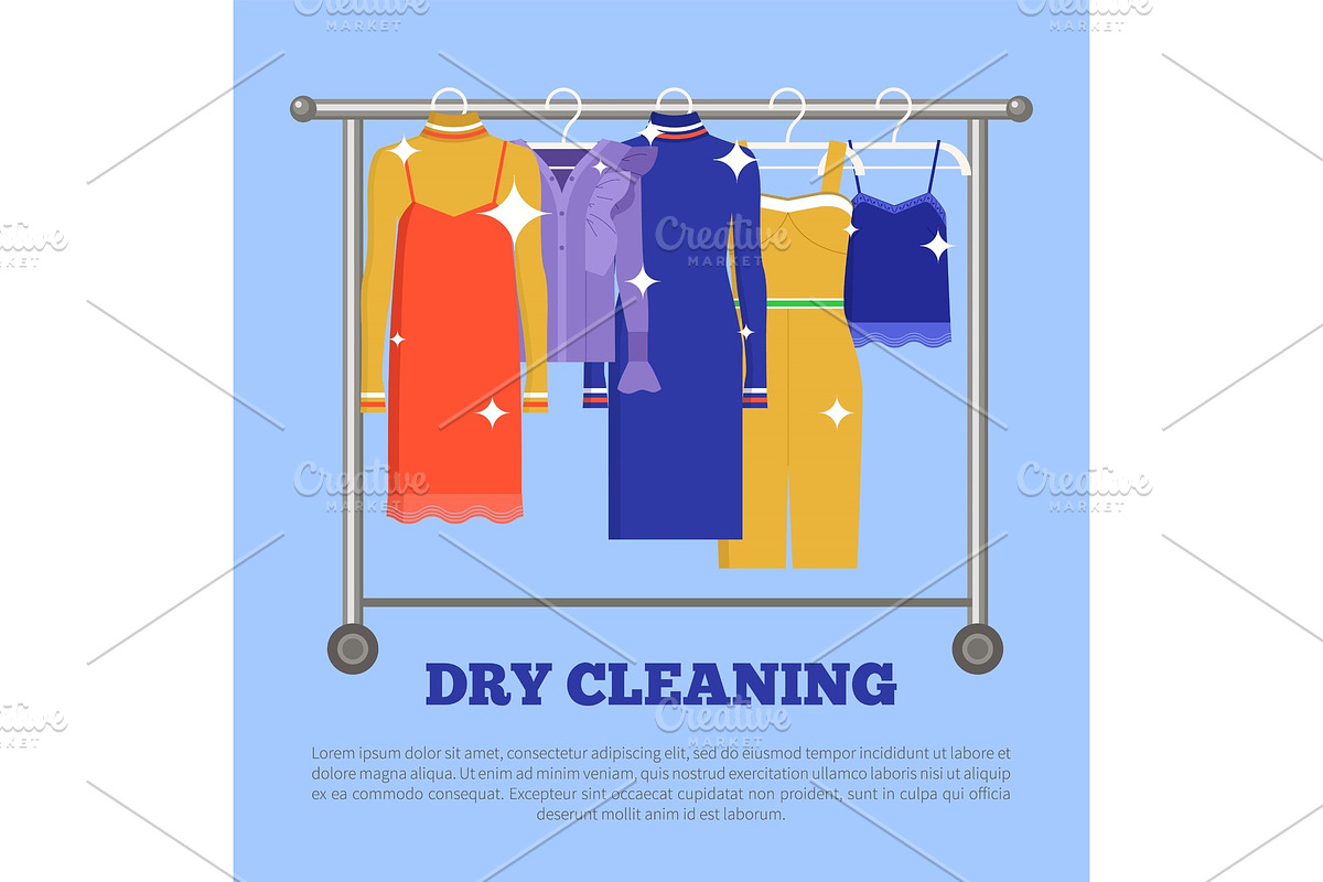 Dry Cleaning Clothing Poster Vector in Objects - product preview 8