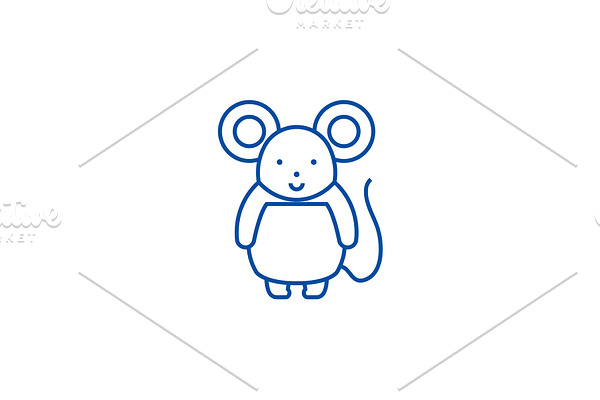 Cute mouse line icon concept. Cute