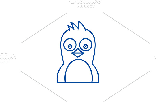 Cute penguin line icon concept. Cute
