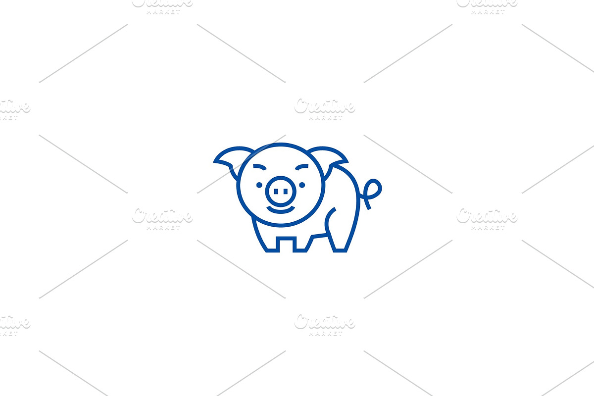 Cute pig line icon concept. Cute pig in Illustrations - product preview 8