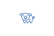 Cute pig line icon concept. Cute pig