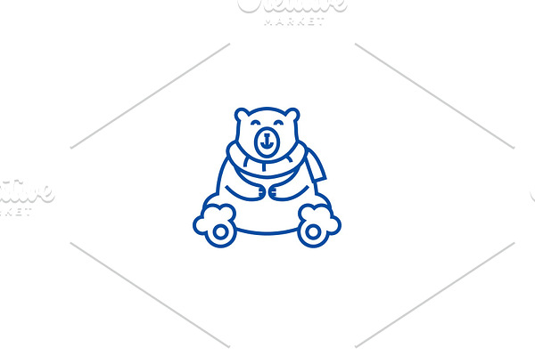 Cute polar bear line icon concept