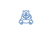 Cute polar bear line icon concept