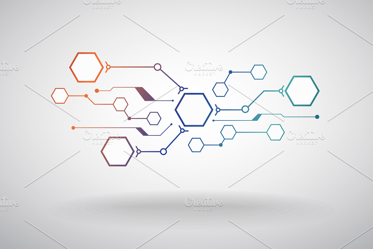 Hexagons connected to the system in Illustrations - product preview 8