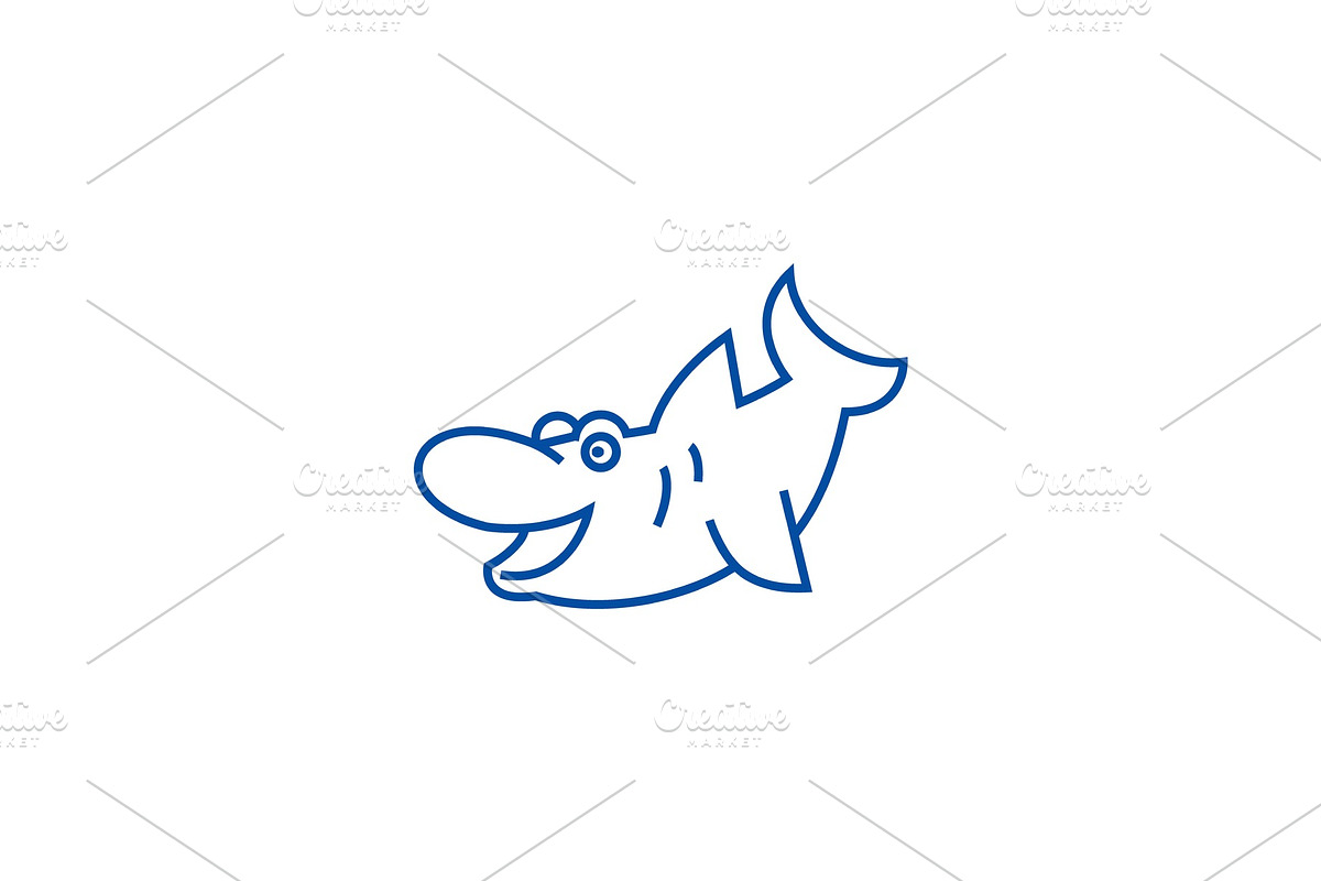 Cute shark line icon concept. Cute in Illustrations - product preview 8