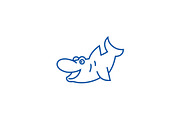 Cute shark line icon concept. Cute