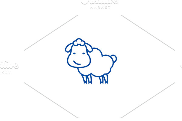 Cute sheep line icon concept. Cute