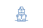 Cute snowman line icon concept. Cute
