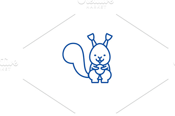 Cute squirrel line icon concept