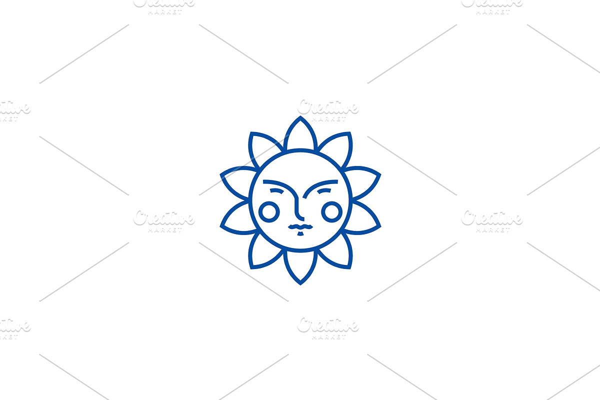 Cute sun line icon concept. Cute sun in Illustrations - product preview 8