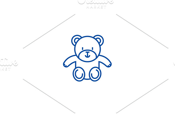 Cute teddy bear line icon concept