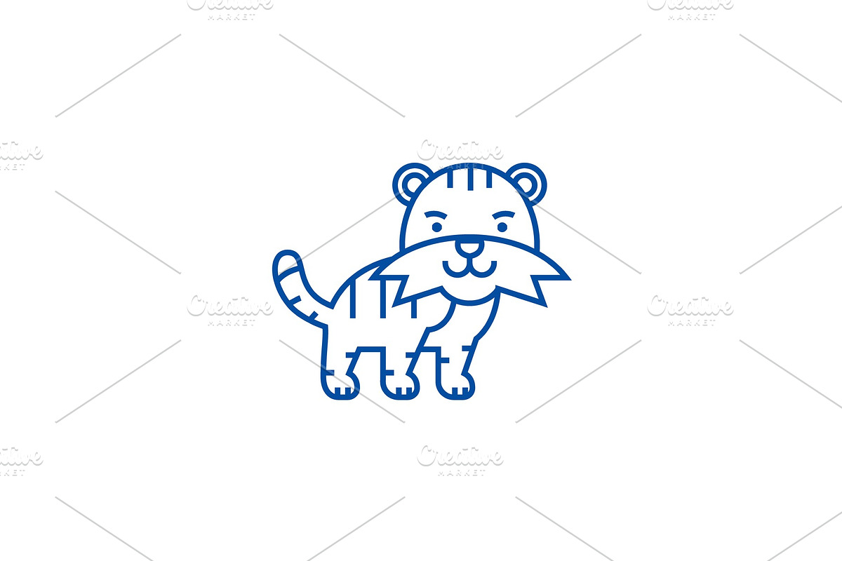Cute tiger line icon concept. Cute in Illustrations - product preview 8