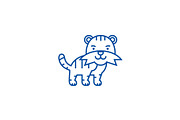 Cute tiger line icon concept. Cute