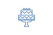 Cute wedding cake line icon concept