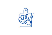 Cutting vegetables line icon concept