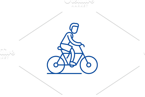 Cycling trip line icon concept