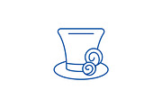 Cylinder hat line icon concept