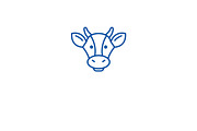 Dairy products, cow head line icon