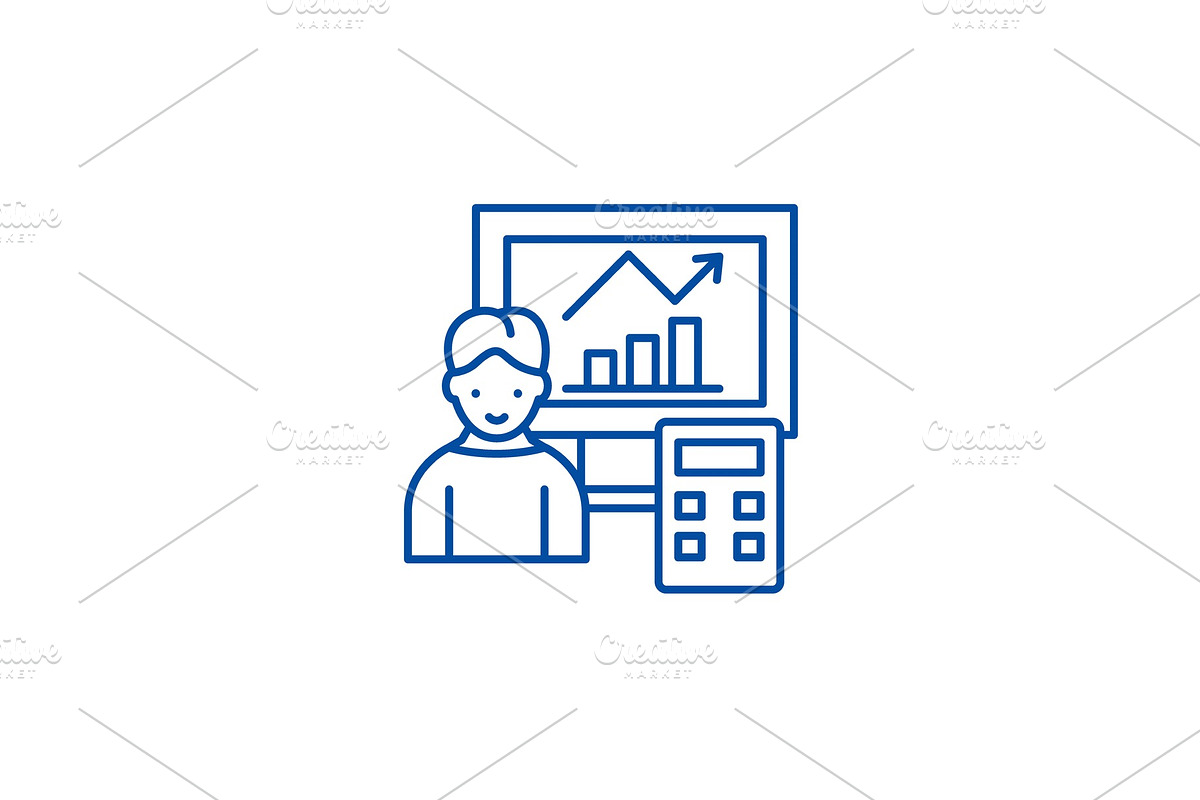 Data analysis system line icon in Illustrations - product preview 8