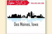 Des Moines SVG Iowa City Skyline