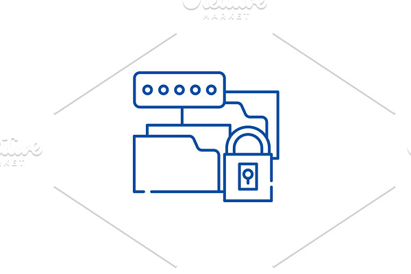 Data encryption line icon concept
