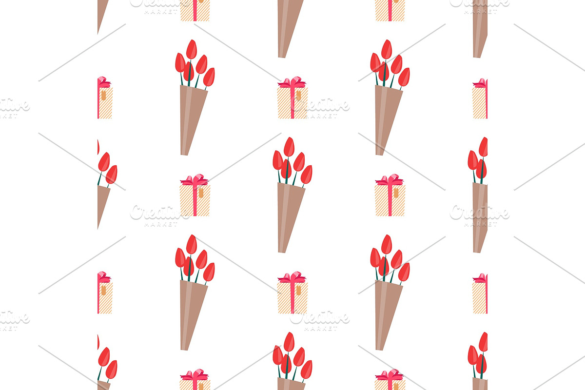 Seamless Pattern with Tulips Wrapped in Illustrations - product preview 8
