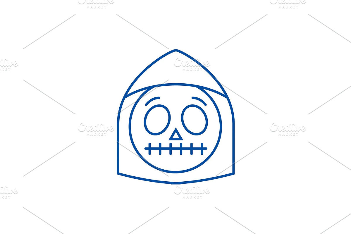 Death emoji line icon concept. Death in Objects - product preview 8