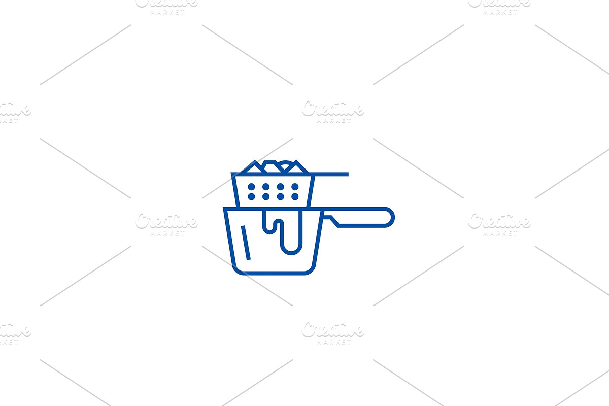 Deep frying cooking pan line icon in Illustrations - product preview 8