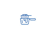 Deep frying cooking pan line icon