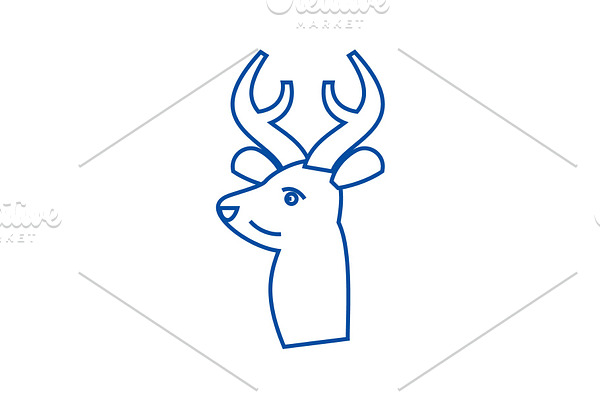Deer illustration line icon concept