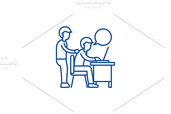 Delegation of work line icon concept