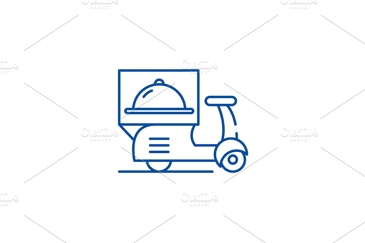 Delivery from restaurants line icon in Illustrations - product preview 8