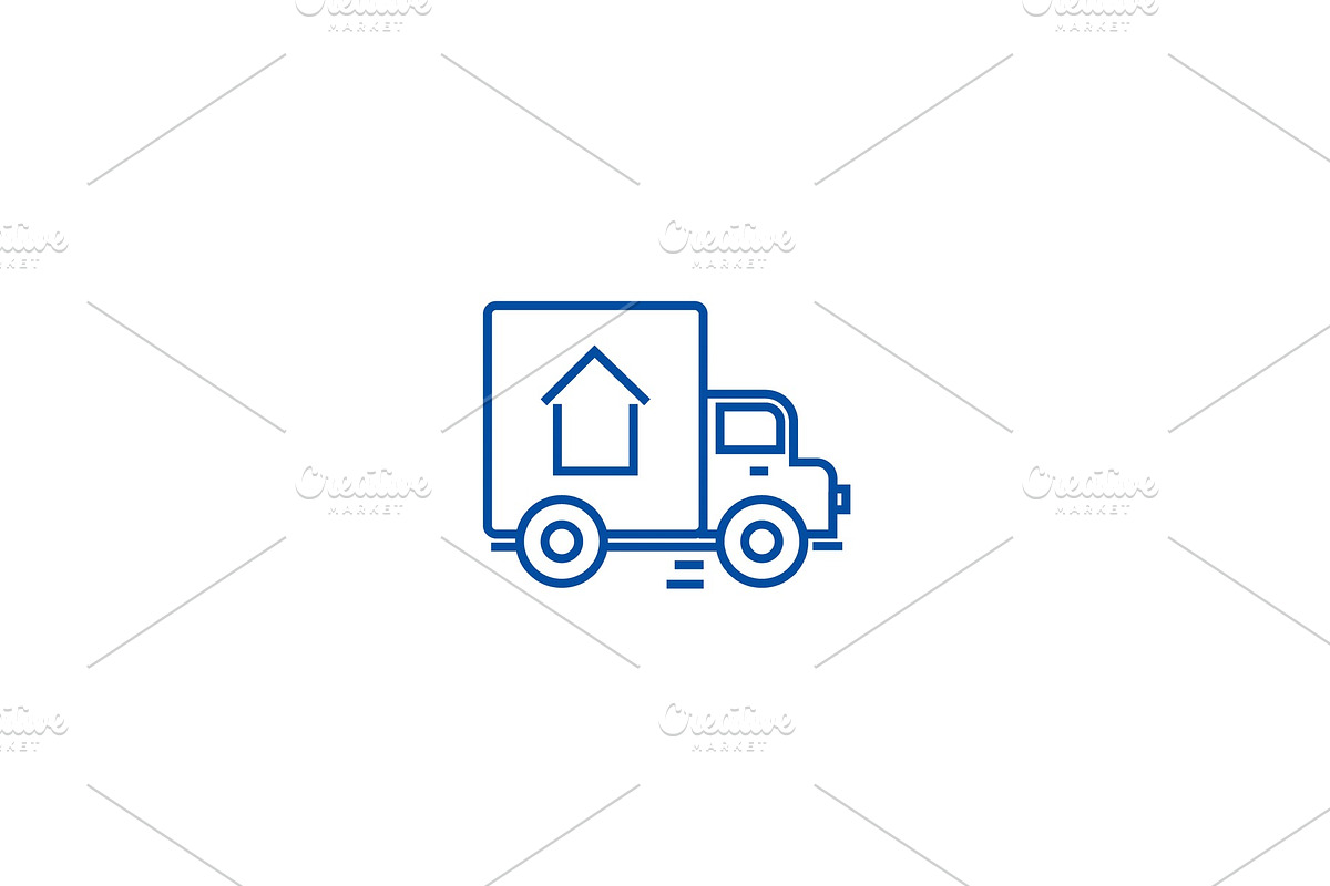 Delivery truck line icon concept in Illustrations - product preview 8